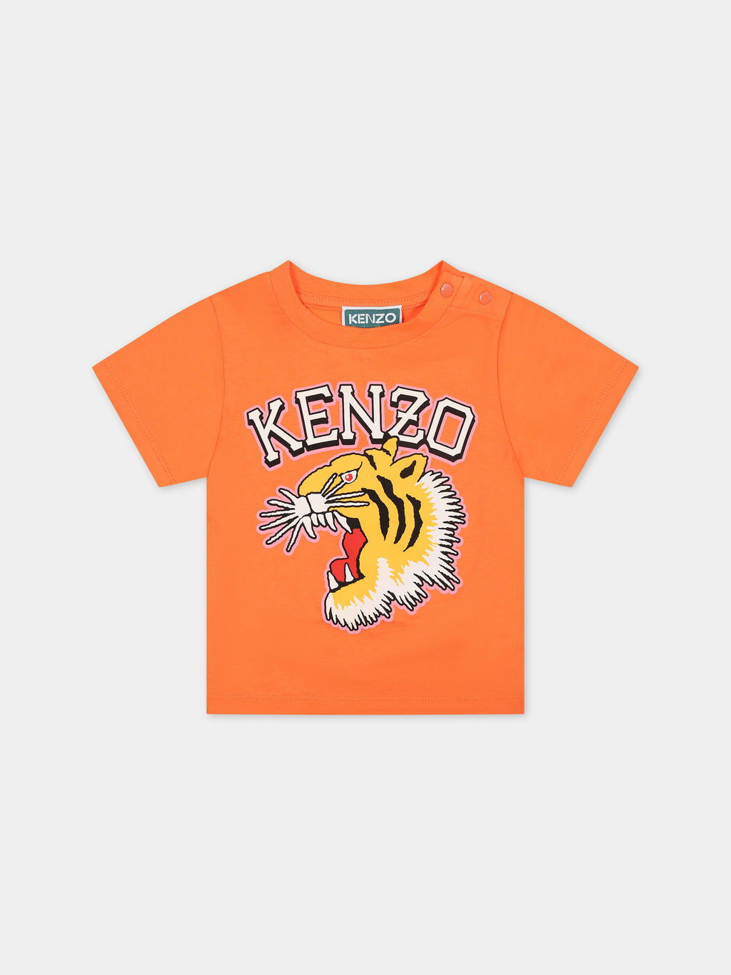 T-shirt orange pour bébé fille avec tigre rugissant emblématique